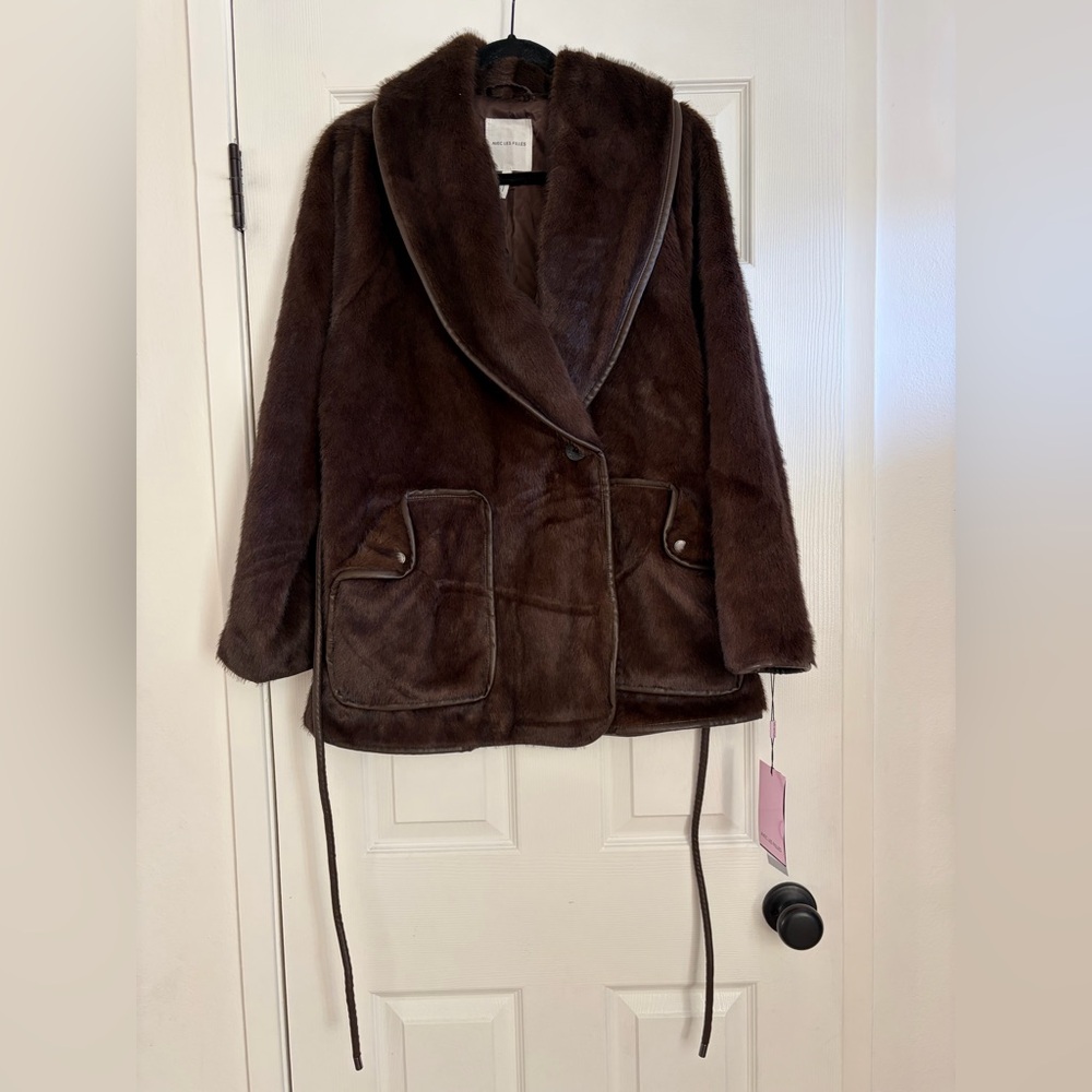 AVEC LES FILLES - faux fur belted robe coat - NEW WITH TAGS